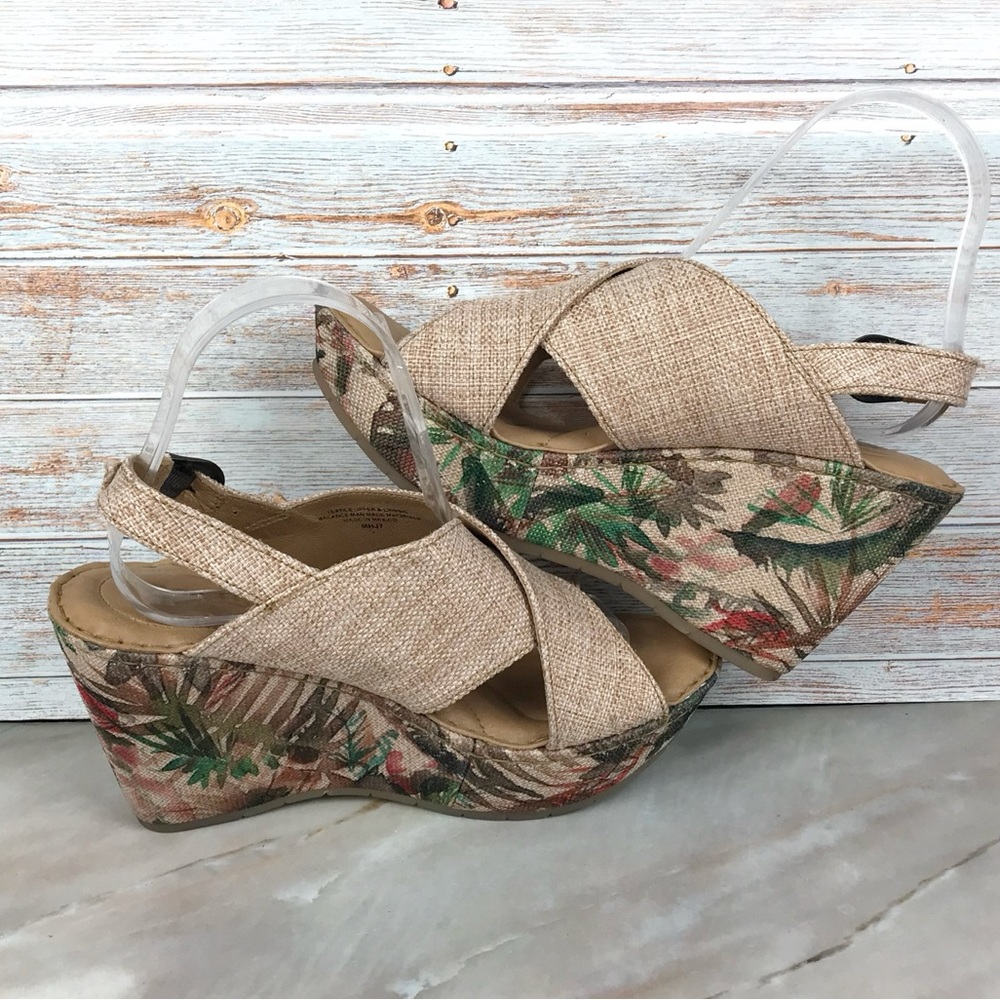Born Emmy II Citrus Fabric Wedge Platform Sandals w/ Floral EUC - Picture 6 of 10
